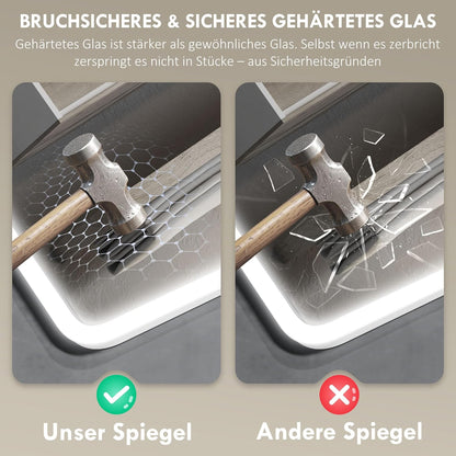 Verlichte Badkamerspiegel – Led Spiegel – Touch Spiegel – Bluetooth Spiegel – Anti-Fog Spiegel – 90x70 cm – Dimbare 3-Kleurige Ledverlichting – Geheugenfunctie