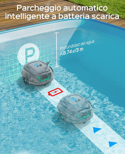 WYBOT A1 Zwembadrobot met accu, draadloze zwembadstofzuiger met 120 minuten looptijd en dubbele filtratie, automatisch parkeren voor opstelzwembaden met platte bodem tot 100 m², 2,5 uur snel opladen