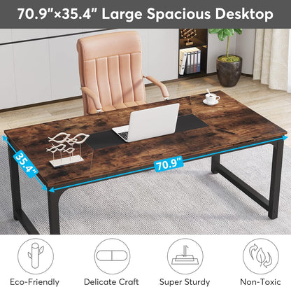 Tribesigns Desk, Computer Table, 180 x 90 x 77 cm, PC Table, Desk Table, Work Table, Dining Table, Office Furniture, Computer Table, Conference Table for Home Office, Home, Desk, Rustic Brown