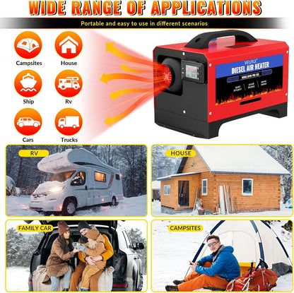 Diesel Air Heater, 12 V, 8 kW Diesel Air Heater, Diesel Parent Heater, Switch with LCD Display, Complete Accessories, Consumption L/H: 0.18-0.48 for Trucks, Motorhomes and Boats - QUORE