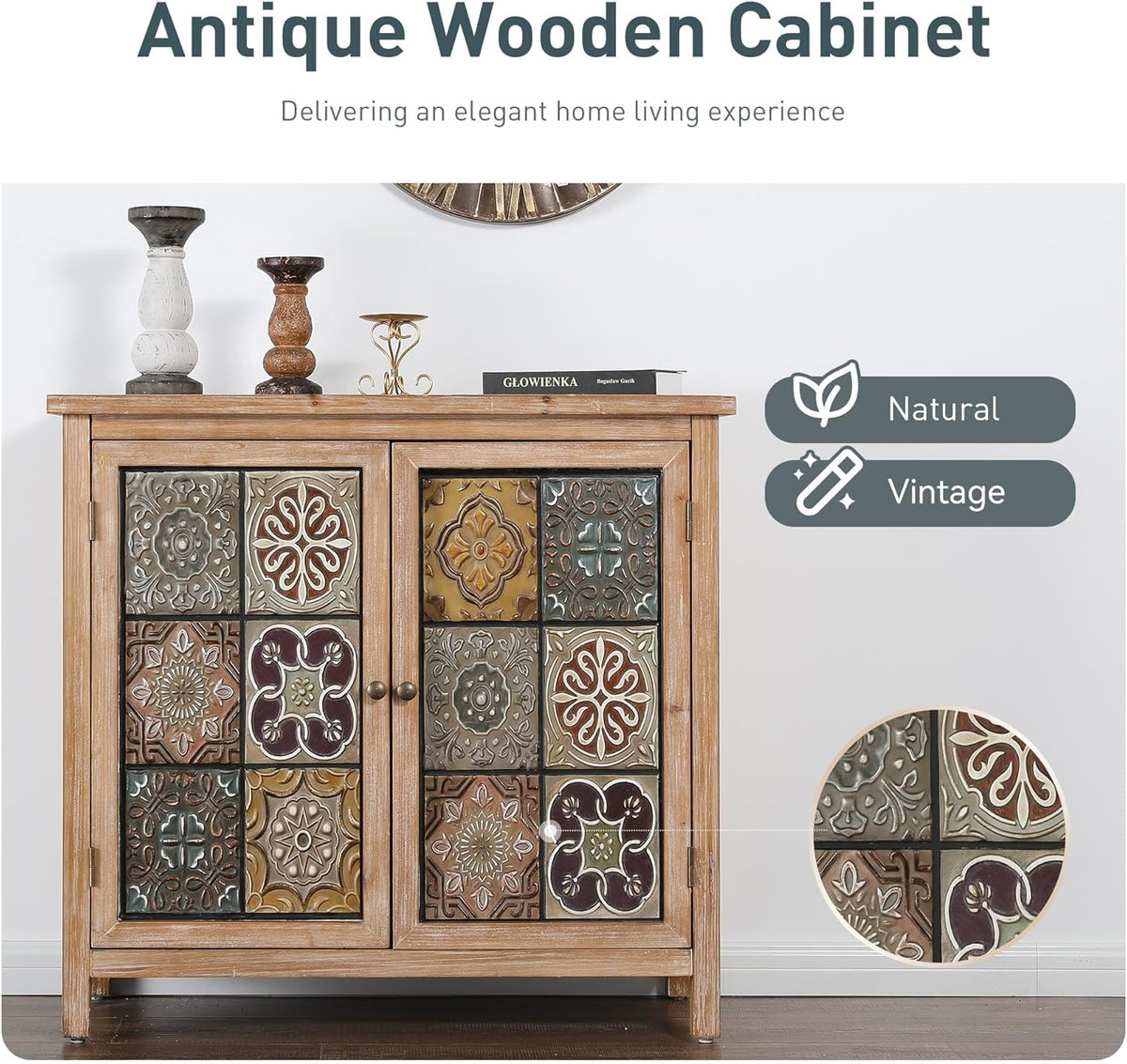 ALPHA HOME Sideboard with 2 Compartments, Multifunctional Cabinet, Kitchen Cupboard, Side Cabinet with Double Doors, Garden Cabinet, File Cabinet, Hallway Cabinet, Storage Cabinet, 36 x 89 x 84 cm