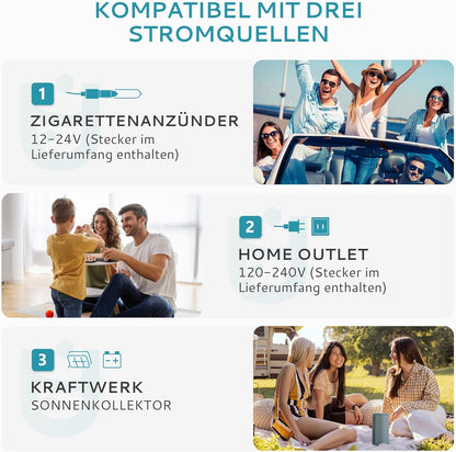 EUHOMY Compressor-koelbox, 25 liter, 12 V/240 V, campingkoelkast, -20 °C tot 20 °C, stille compressor, koelbox, klein, met vriesvak voor reizen, camping, picknick enz.