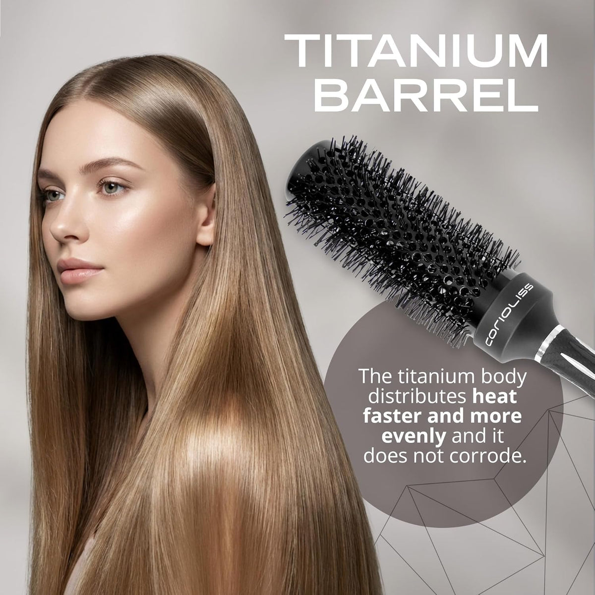 Corioliss Professionele Ronde Föhnborstel van Titanium 25-33-43-53 mm voor Brushing en Styling, Anti-Frizz Haarborstel met Ergonomische Antislip Handgreep en Puntkam – Brush Titanium Black Green