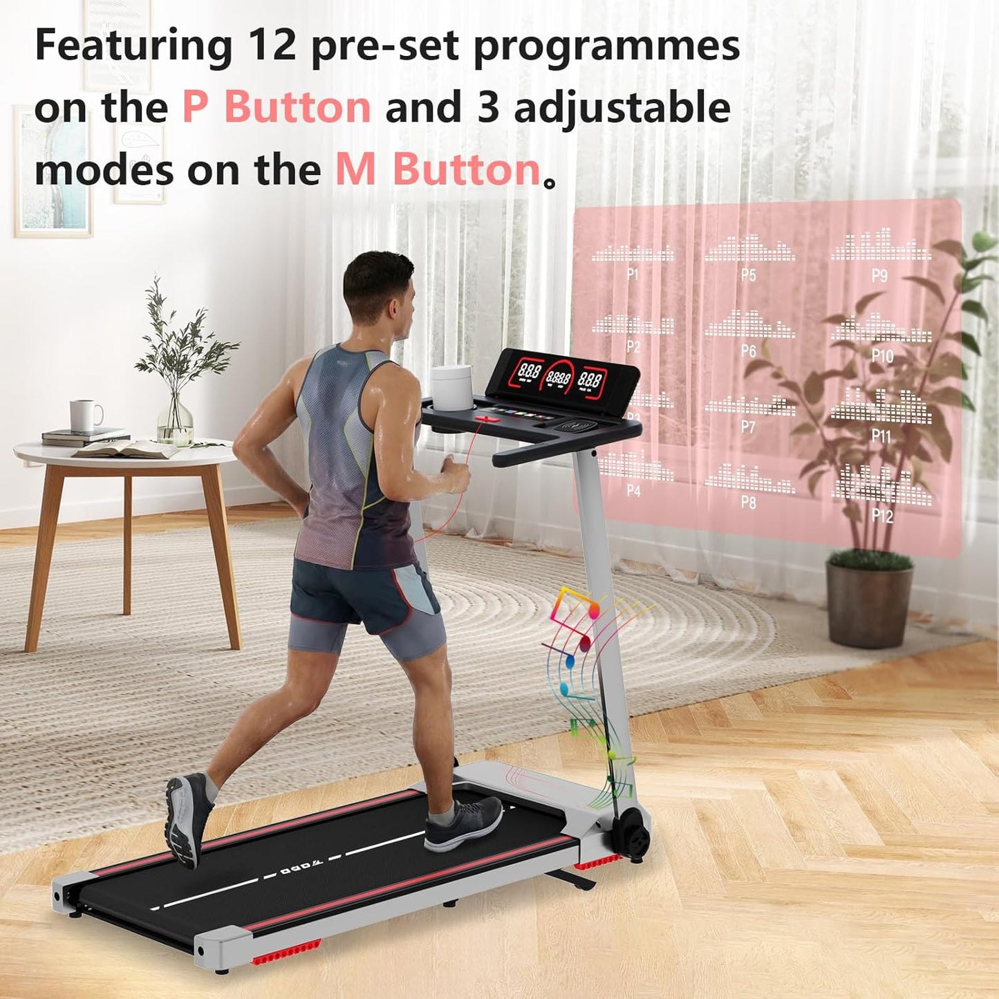 Loopband – Inklapbare Loopband – Hardloopband – Treadmill – Walking Pad – 12 Programma’s & Hartslagmeter – Draadloos Opladen & 10% Handmatige Helling