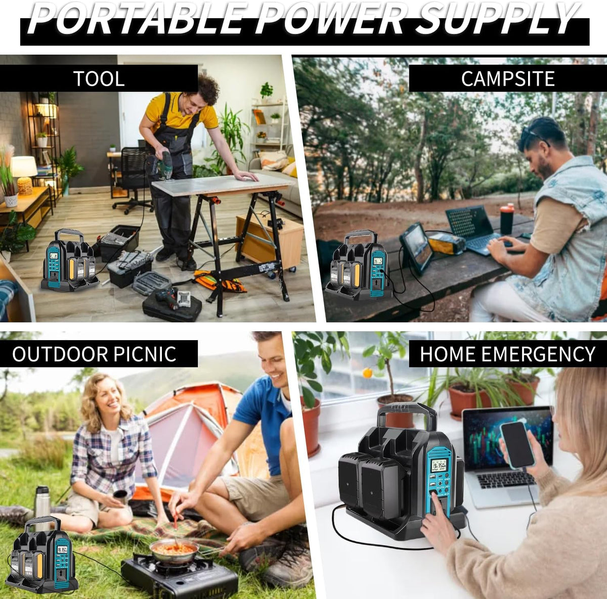 350W 4-Port Pure Sine Wave Inverter, DC 18V to 220V-230V AC Power, Compatible with Makita 18V Batteries (Battery Not Included) | Portable Outdoor P