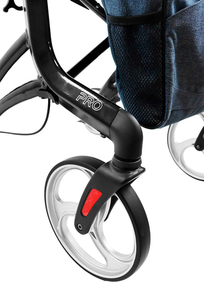 KMINA PRO - Rollator Voor Lange Mannen (1,70 Tot 2 M), Extra Hoog Met Zitje, Grote Wielen, Opvouwbaar, Large Size