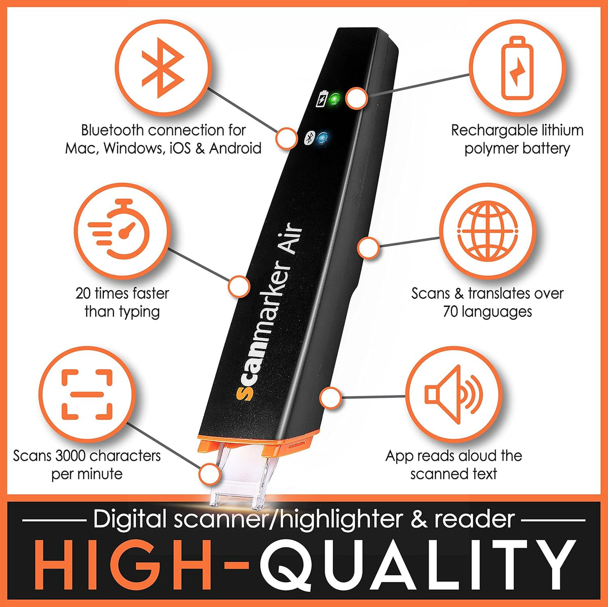 ScanMarker Air Bluetooth-scannerpen, inclusief OCR, tekstvertaling en spraakweergave