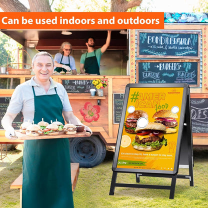 Stoepbord A1 Zwart – A-Bord – Sandwichbord – Reclamebord – Menubord – Dubbelzijdig – Opvouwbaar 9 Cm