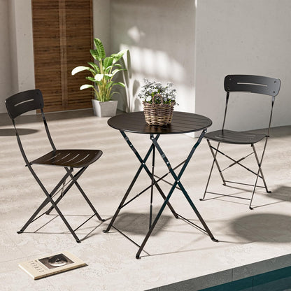 Grand patio Bistrotafel met 2 stoelen, balkonmeubelset, 3-delig, terrasmeubels, weerbestendig, bistroset, balkon, tuin, meubelset voor klein balkon (zwart)