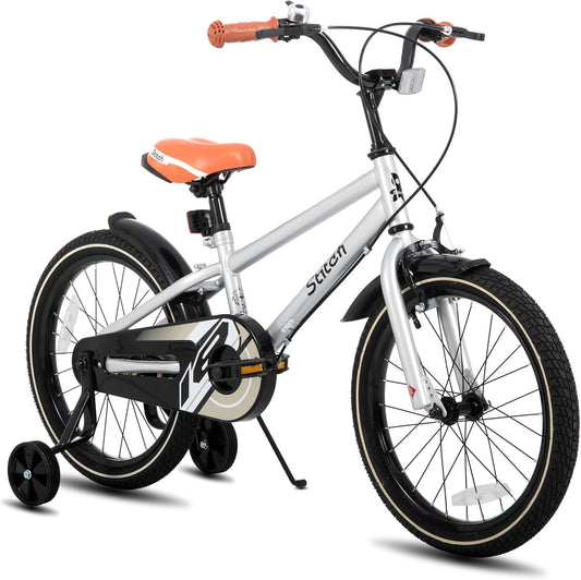 STITCH Vintage 20 inch kinderfiets voor jongens en meisjes van 9-11 jaar, met stabilisator en standaard, zilver