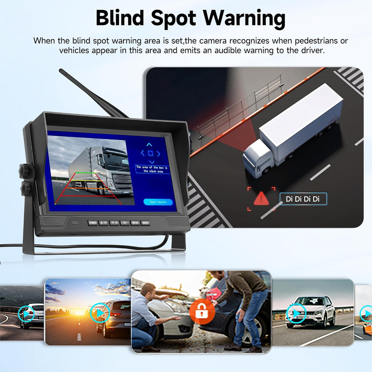 Wireless Digital Rear View Camera, 2 Camera Set with 9 Inch IPS Monitor, IP68 Waterproof Rear View Camera, Night Vision, Image Rotation, BSD, Loop Video, for Truck, Trailer, RV, Bus, - QUORE