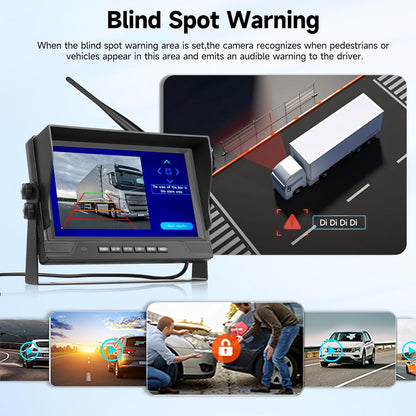 Draadloze digitale achteruitrijcamera, 2 cameraset met 9 inch IPS-monitor, IP68 waterdichte achteruitrijcamera, nachtzicht, beeldrotatie, BSD, loop-video, voor vrachtwagen, aanhanger, camper, bus,