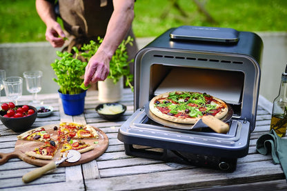 riviera&bar Pizzaoven met Airfryer functie – Compacte elektrische oven 1800W, 20L capaciteit – Digitaal display – Voor binnen & buiten gebruik – Inclusief accessoires – Zwart