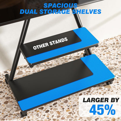 TVON Mobiele tv-standaard voor tv's van 43-80 inch tot 68 kg met planken (max. VESA 600 x 400 mm, in hoogte verstelbaar op wielen)