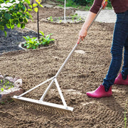 Tuinhark - Landschapshark - Bladharken - Screening Rake - 24 Tines - 24inch Head - 68inch Handvat - voor Strand - Gazon Onderhoud - Aluminium - Zilver