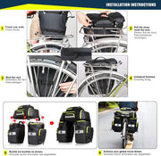 Fietstas - Fietstassen - Dubbele Fietstas - Multifunctioneel Bagagedragertas - Scheurvast - Grote Bagagetassen - met Regenhoes - 75L - PVC - Groen/Zwart