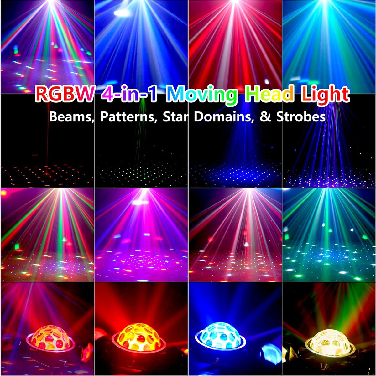 150 W Bewegingskop Stage Lichtstraal LED RGBW DMX512 scènes beweging hoofdlicht, geluidsgeactiveerd, podiumlicht, discolamp met afstandsbediening, feestlicht voor DJ bar, verjaardag, discobruiloft