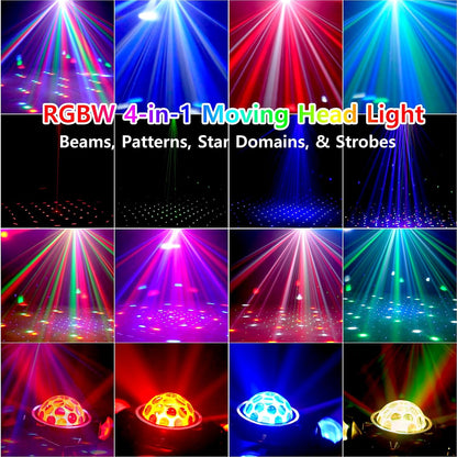 150 W Bewegingskop Stage Lichtstraal LED RGBW DMX512 scènes beweging hoofdlicht, geluidsgeactiveerd, podiumlicht, discolamp met afstandsbediening, feestlicht voor DJ bar, verjaardag, discobruiloft