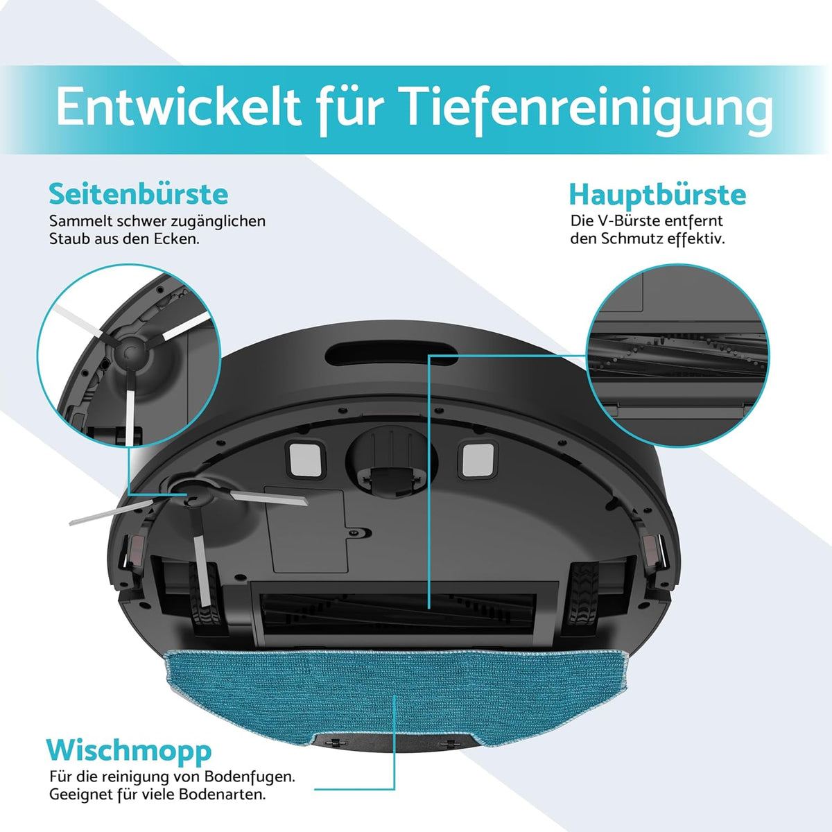 Zuig- en dweilrobot – Robotstofzuiger – Automatische schoonmaker – Dweilrobot – Robotwisser – 5000 Pa Zuigkracht – LDS Navigatiesysteem