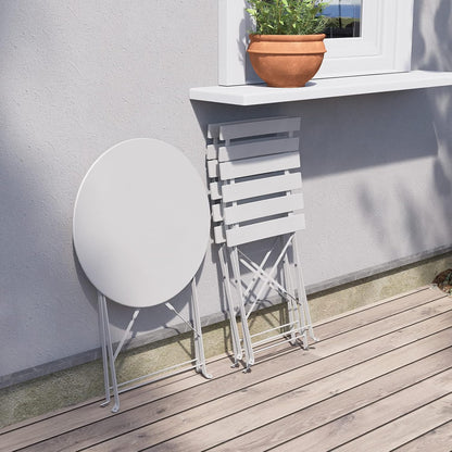 Grand patio Bistro Set van 3 tuinmeubelen, zitgroep, 2 stoelen en 1 tafel, premium staal, inklapbaar, balkonset voor binnenplaats, tuin, buiten (wit)