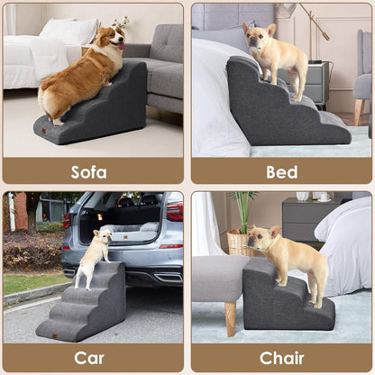 Hondentrap – Huisdiertrap – Diertreden – Kattentrap – Trap Voor Kleine Honden – 3 Treden Voor Meubels Tot 33 cm – Stevige Schuimconstructie Met Wasbare Fleece Hoes