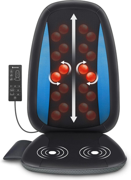 Comfier Shiatsu Rugmassageapparaat met warmte - Diep weefsel kneden massagestoel, massagestoelkussen voor volledige rug, stoelmassageapparaat voor gebruik thuis of op kantoor, cadeaus voor vrouwen,