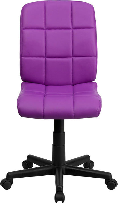 Flash Furniture Mid-Back gewatteerde vinyl draaibare taakstoel, metaal, paars, 58,42 x 55,88 x 22,86 cm