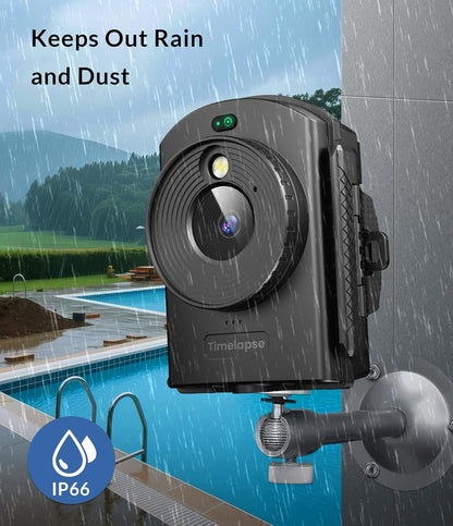 Time Lapse Camera Outdoor - 1080P Timelapse Camera met IR-positionering, 180 dagen opnamen, IP66 Waterbestendig voor buitenbouw, plantengroei, kunstprojecten en natuurverkenning (TL2000)