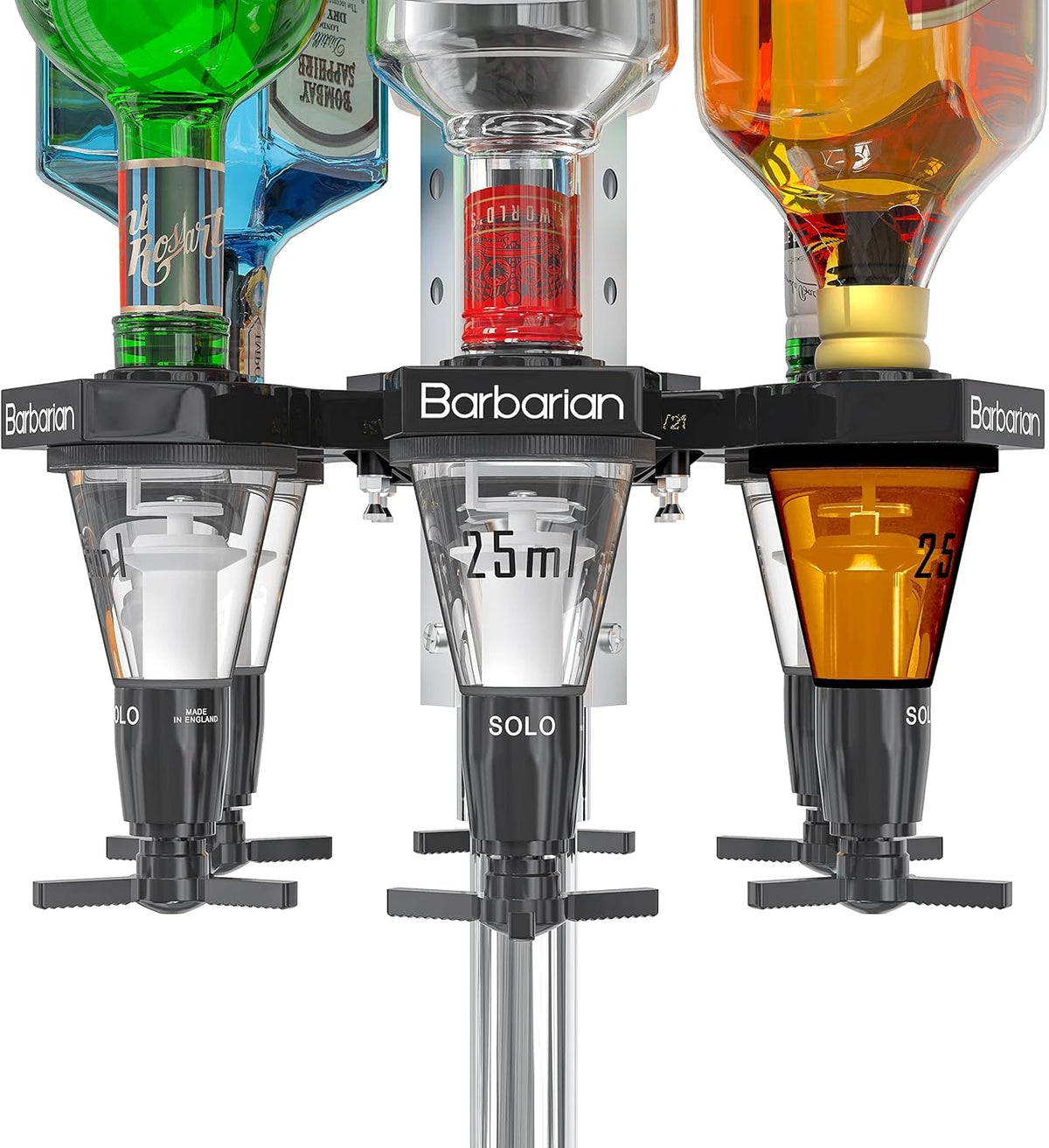 Barbarian 4/6 Flessen Roterende Optiek voor Geesten - Bar Butler Shot Meet Beugel Alcohol Wijn Ondersteboven Drinkdispenser Thuis Bar Man cave (6 Fles)