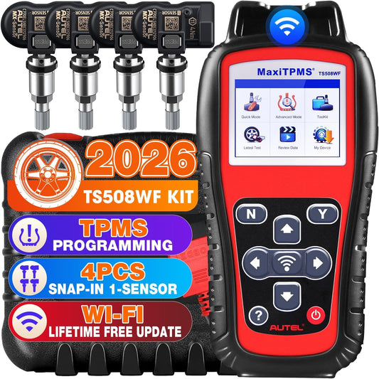 Autel MaxiTPMS TS508WF KIT, 2026 TS508WF met 4 Stuks 2-in-1 metalen MX-sensoren[Waarde €120] TPMS Herleertool Ppgrade van TS508 TS501 TS408, Sensoren activeren/Opnieuw Leren, MX-sensoren Programmeren