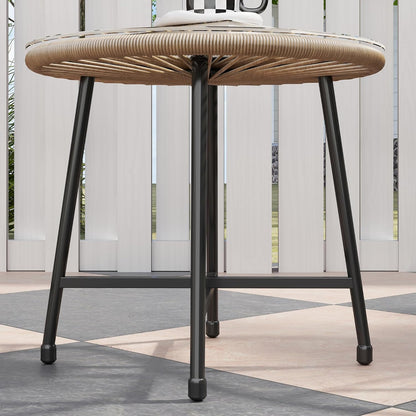 Outsunny Polyrattan Gartenmöbel Set, Outdoor Lounge Balcony for 2 Persons, 3-teilig Sitzgruppe mit 2 Stühle, Tisch, wetterfest Gartenlounge für Garten, Terrasse Balcony, Naturholz - QUORE