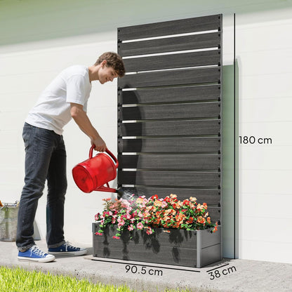 Outsunny Garden Planter with Grid for Climbing Plants Vines Flowers Freestanding Raised Bed for Garden Outdoor Patio Planter with Drainage Crevice Black - QUORE