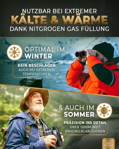 Verrekijker 12 x 42, [testwinnaar] magnesium verrekijker met nitrogeenvulling en waterdicht, voor volwassenen, BAK4 HD Prisma + FMC-lens, ook geschikt voor brildragers (zwart, 12x42)
