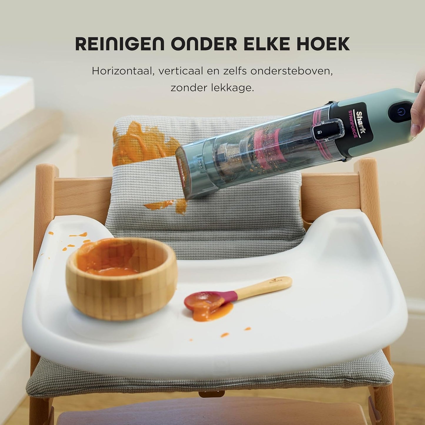 Shark StainForce snoerloze vlekkenverwijderaar, lichtgewicht en draagbare vlekkenverwijderaar voor tapijten, bekleding, trappen, auto's, met opvangbak, accessoires en 2x reinigingsoplossing, HX100EUCP