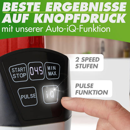 Nutri-Blender Smoothiemaker "Mix & Go" 1000 Watt Mini Mixer met Auto-IQ, BPA-vrij, Incl. Receptenboek, 2x Mok en To Go Deksel