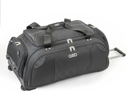 A2B Quest Lichtgewicht tas op wielen - Travel Duffle Bag met duurzame stress geteste wielen | Verstelbare riem, mesh zakken AB006, Zwart/Blauwgroen, L
