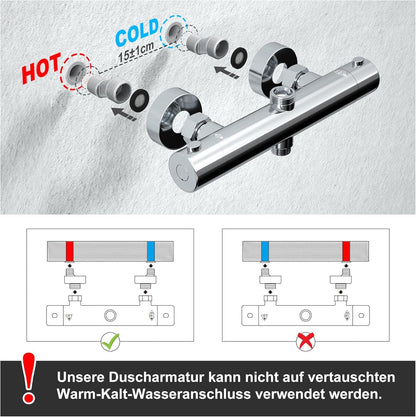 Thermostatisch Douchesysteem – Douchekolom – Regendouche – Doucheset – Thermostaatkraan – Hoogte Verstelbaar – Roestvrij Staal – Hoofddouche 30 cm