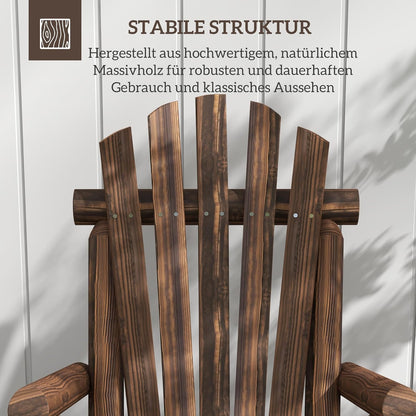 Outsunny Adirondack Garden Chair Wooden Chair High Backrest with Armrest Pine Wood Charred 83 x 68 x 101 cm - QUORE