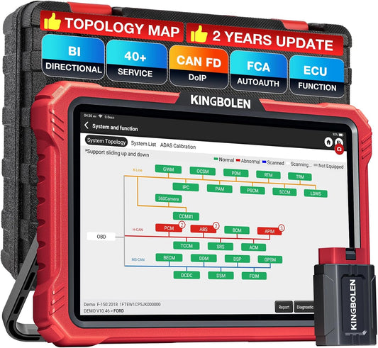 KINGBOLEN K10 PRO OBD2 diagnoseapparaat, bidirectioneel OE-niveau, alle systemen, OBD2-diagnoseapparaat voor de auto, met topologiekaart, ECU-codering, diagnoseapparaat auto met FCA Can FD en DOIP, 50