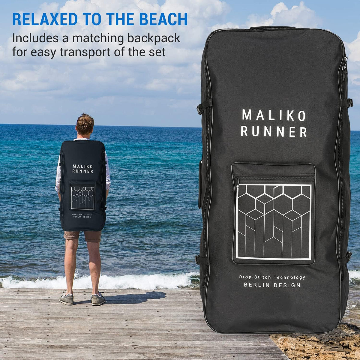 Capital Sports Lanikai Cruiser Opblaasbaar stand-up paddleboard, sup, sup board, set: board + peddel + riem + rugzak + pomp, cruiservorm, telescopische peddel