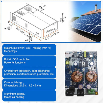 60A MPPT Solar Charging Controller (WiFi) met LCD-display, ondersteunt app-bediening, max. 2800 W PV-vermogen, MPPT-laadregelaar voor 12V, 24V en 48V batterijen