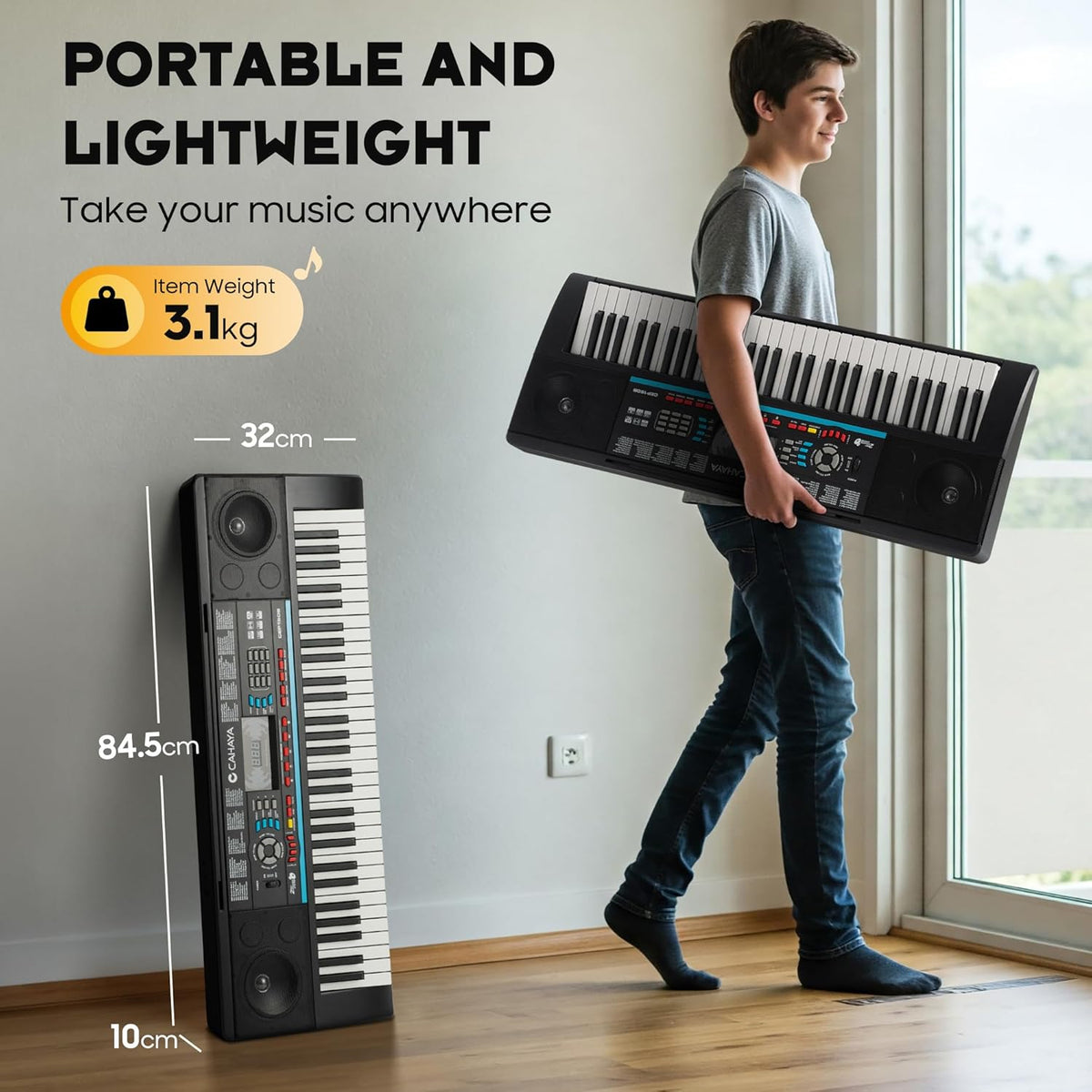 Keyboard 61 Toetsen – Pianotoetsenbord – Elektrisch Keyboard – Elektronisch Keyboard – Muziektoetsenbord – 128 Geluiden En 128 Ritmes – 3 Leermodi