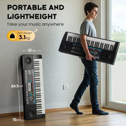 Keyboard 61 Toetsen – Pianotoetsenbord – Elektrisch Keyboard – Elektronisch Keyboard – Muziektoetsenbord – 128 Geluiden En 128 Ritmes – 3 Leermodi