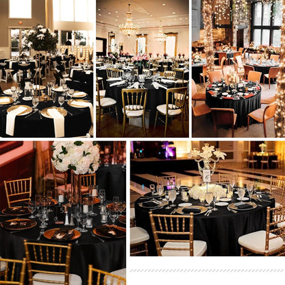 8 PCS Black Round Table Doek 305 cm/120 inch, zwart polyester wasbare polyester tafelbedekking voor bruiloftsfeestverjaardagsbanket