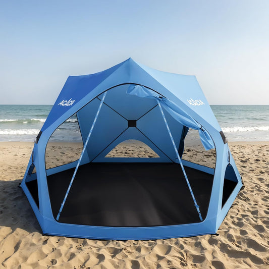 ACACIA Campingtent, pop-up campingtent met 8 ramen en voetafdruk, waterdicht, winddicht, eenvoudige installatie, huftent voor familie, kamperen, wandelen en glamping