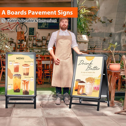 Stoepbord A1 Zwart – A-Bord – Sandwichbord – Reclamebord – Menubord – Dubbelzijdig – Opvouwbaar 9 Cm