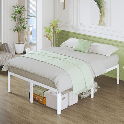 Lutown-Teen Metalen Bedframe 120x190 cm met Ronde Hoekpoten, Hoogte 46cm, Bed Frame 120x190 met Lattenbodem Van Metaal, Veel Opbergruimte, Eenvoudige Montage, Geluidsvrij, Wit