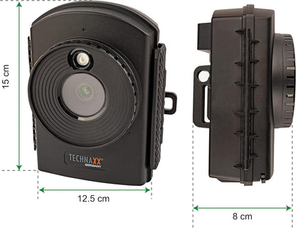 Technaxx - Time-lapse camera Full HD - bewaking time-lapse-camera, bouwplaats, huis, tuin, 6 maanden batterijvoeding - MicroSD, microfoon, geluid, LED, dag en nacht - waterdichte camera TX-164