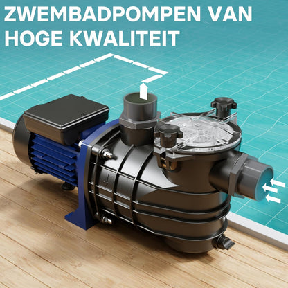 Poolpomp – Zwembadpomp – Filterpomp – Circulatiepomp – Pool – 13800 l/h Capaciteit – Geluidsarme 550 Watt Motor