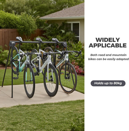 ROCKBROS Foldable Outdoor Bicycle Carrier 3/5 Bikes, Bike Floor Mount Capacity 80/120 kg, Stable and Rustproof, Parking Rack, Garage, Home, Road Bike, Mountain Bike, Black - QUORE
